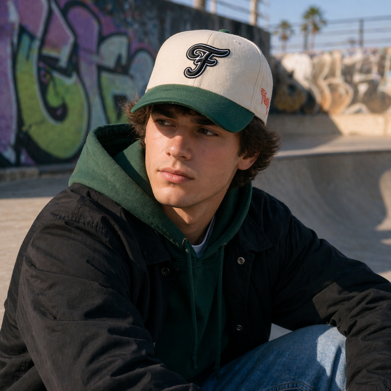 Two Tone Cotton Twill Baseball Cap with Raised Letter Embroidery 5 Panel Hat