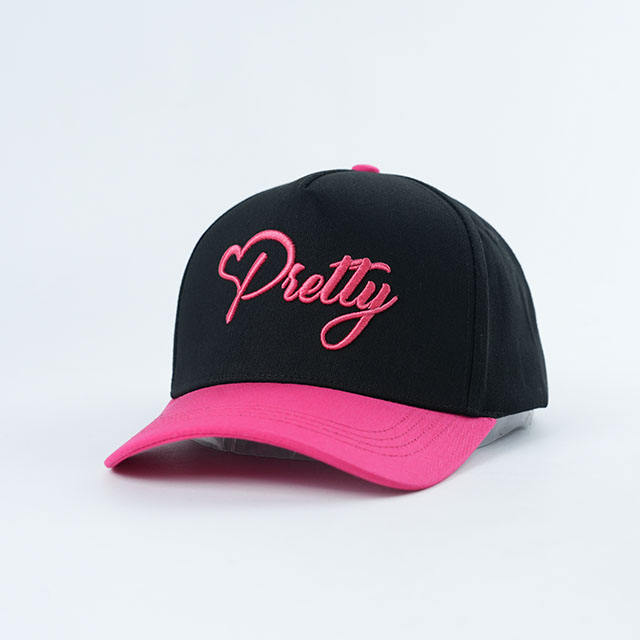 Black Pink Pretty Embroidered Two Tone Baseball Cap