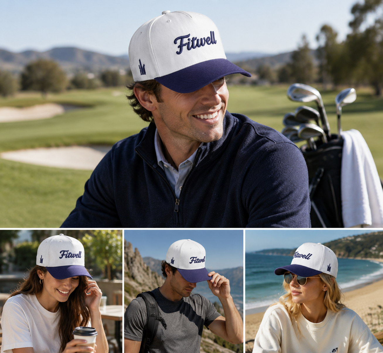 Two Tone Raised Logo Cotton Twill Baseball Cap