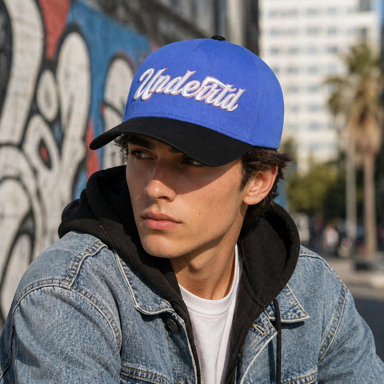 Two Tone 5 Panel Cotton Twill Baseball Cap with 3D Embroidered Letter Logo