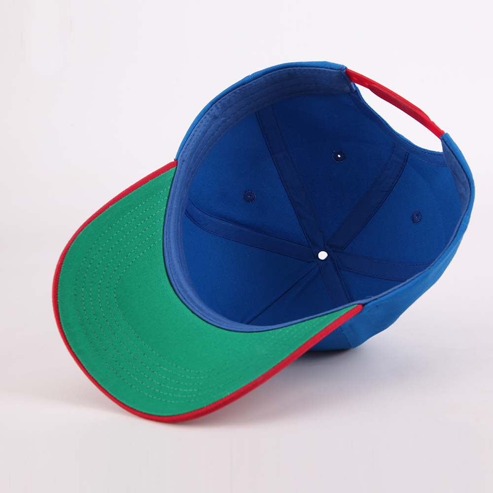 Two-Tone 5-Panel Cotton Twill Baseball Cap with Raised 3D Slogan Embroidery and Curved Contrast Brim