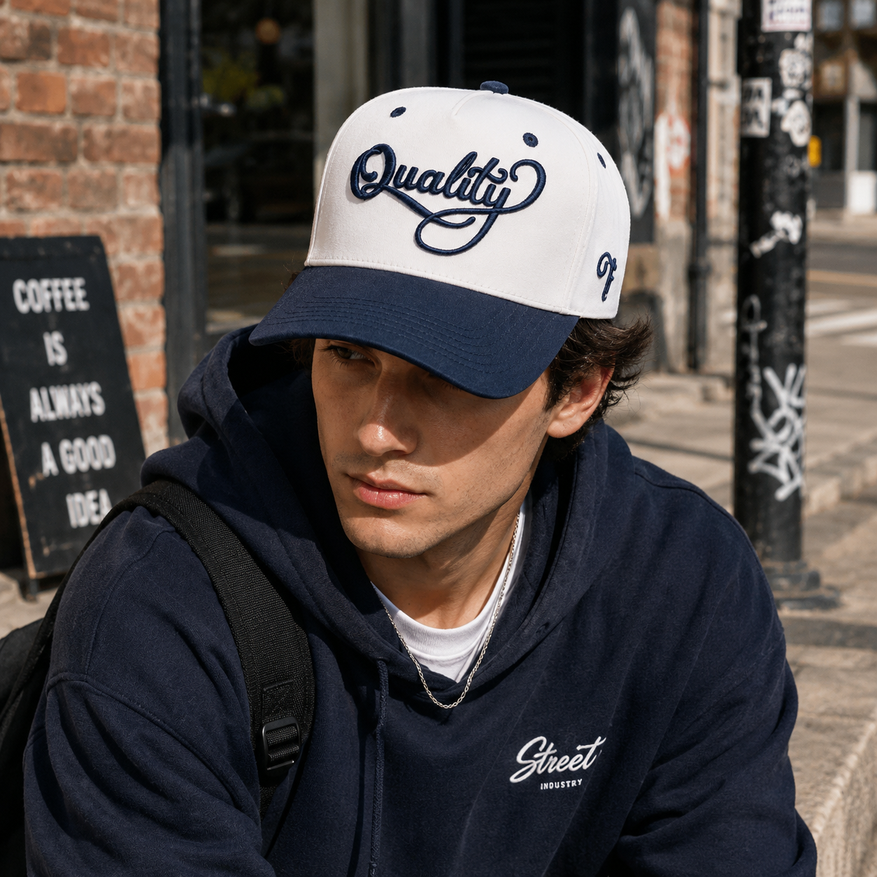 Two Tone Cotton Twill Baseball Cap with 3D Embroidered Quality Script Logo