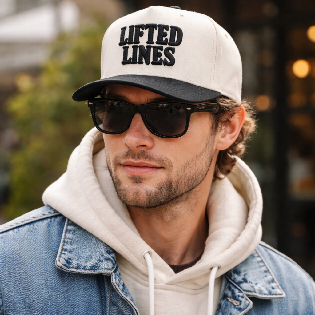 Two-Tone 5-Panel Cotton Twill Baseball Cap with 3D Embroidered Lettering