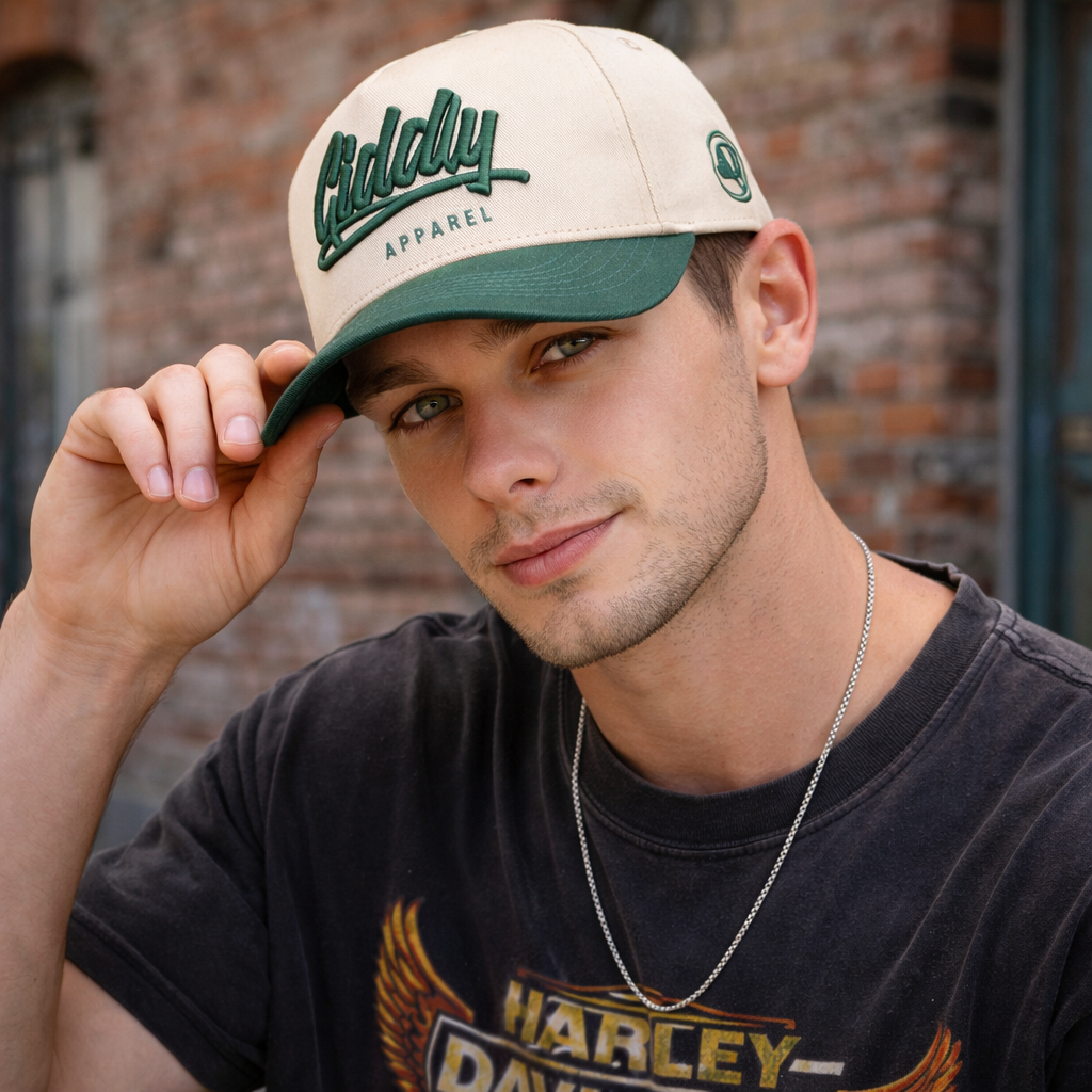 Two Tone Embroidered Script Logo Baseball Cap Cotton Twill Casual Hat