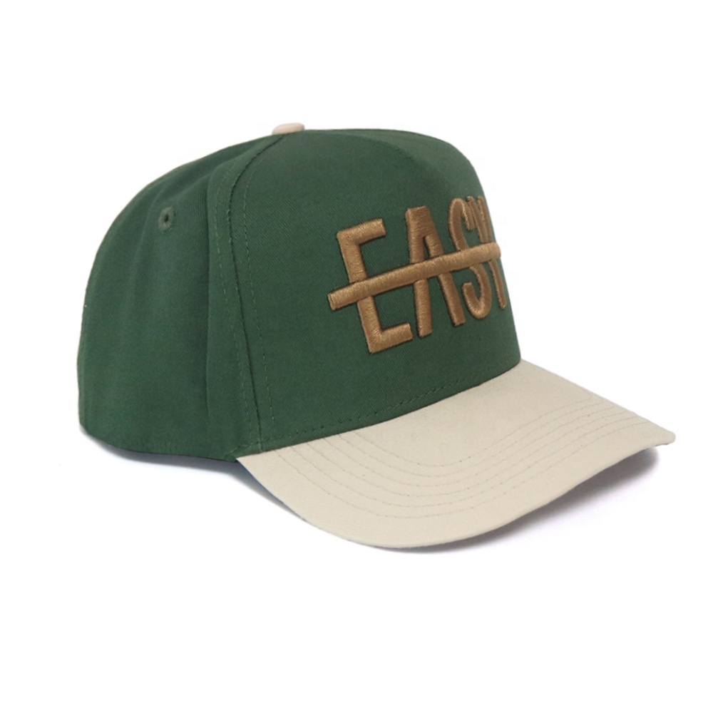 Green Beige Two Tone Baseball Cap with Raised EASY Letter Embroidery