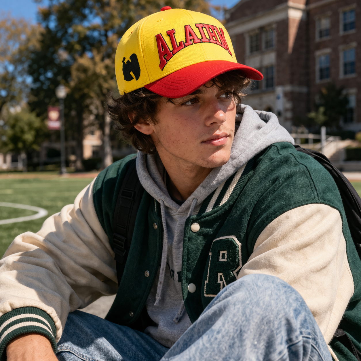 ALAÏM Embroidered Two Tone Cotton Twill Baseball Cap