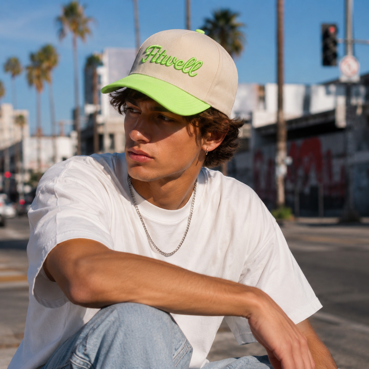 Agave 3D Embroidered Two Tone Cotton Twill 5 Panel Baseball Cap