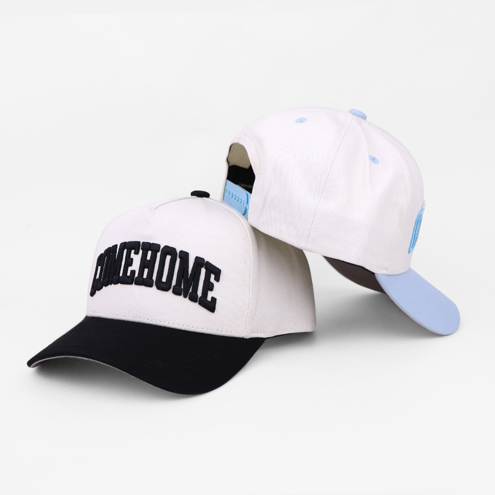 Come Home Two Tone 5 Panel Baseball Cap with 3D Embroidered Letter Logo