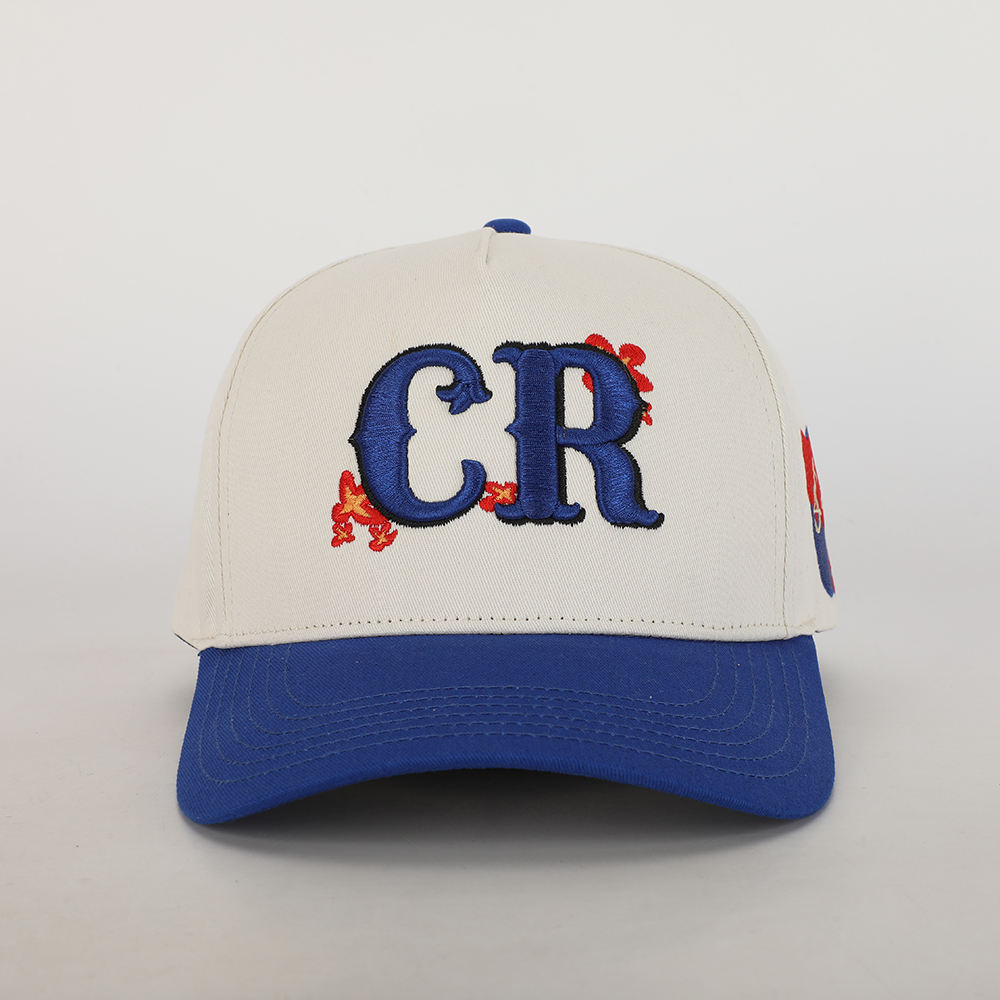 Two Tone Cotton Twill Baseball Cap with Raised CR Embroidery