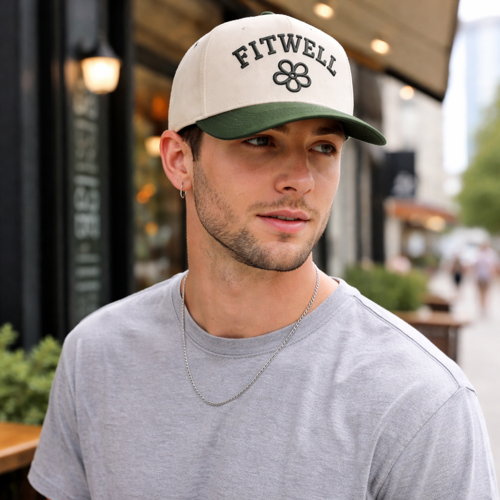 Daisy Letter Embroidered Two Tone Green Brim Cotton Baseball Cap