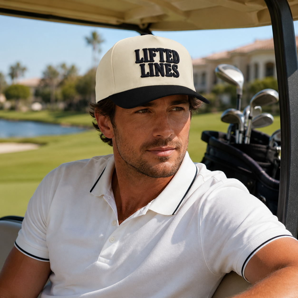Lifted Lines Two-Tone 5 Panel Cotton Twill Baseball Cap