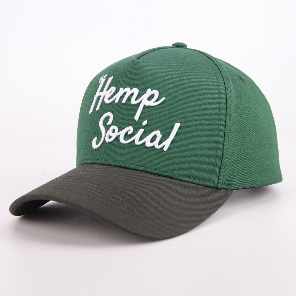 Green and Black Two Tone Baseball Cap with Raised Embroidered Logo