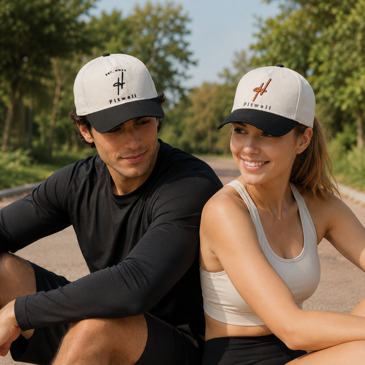 Cream and Black Two-Tone Embroidered Logo Baseball Cap