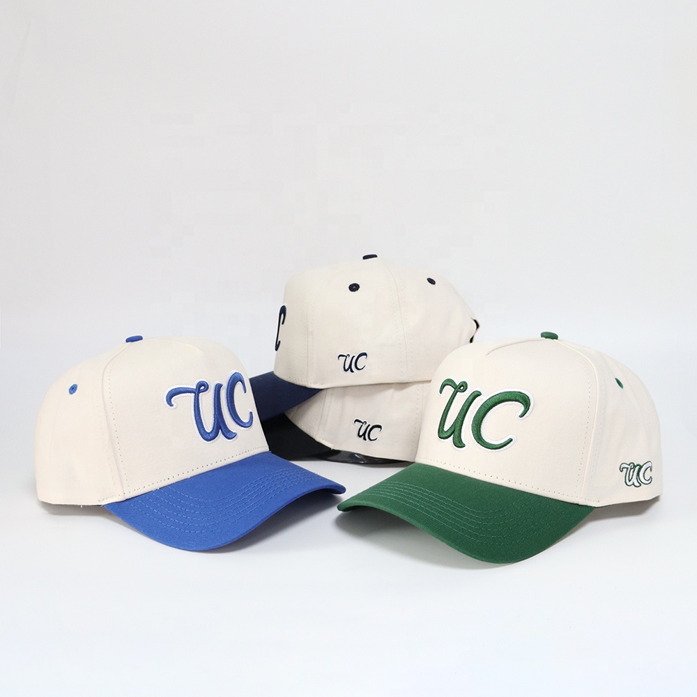 Two Tone 3D Embroidered Logo Cotton Twill Baseball Cap Set