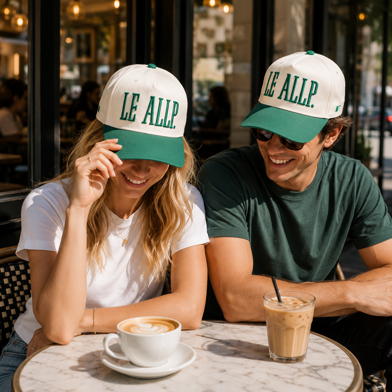 Cream Green Two-Tone Baseball Cap with 3D Letter Embroidery