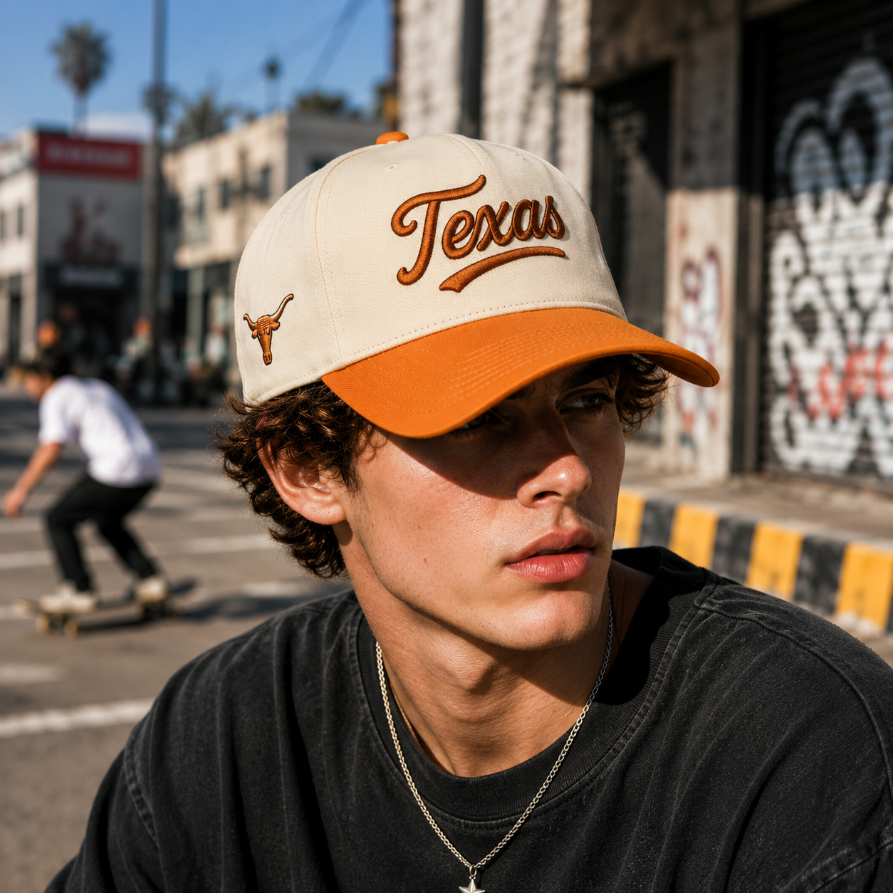 Texas Embroidered Two Tone Cotton Twill Baseball Cap