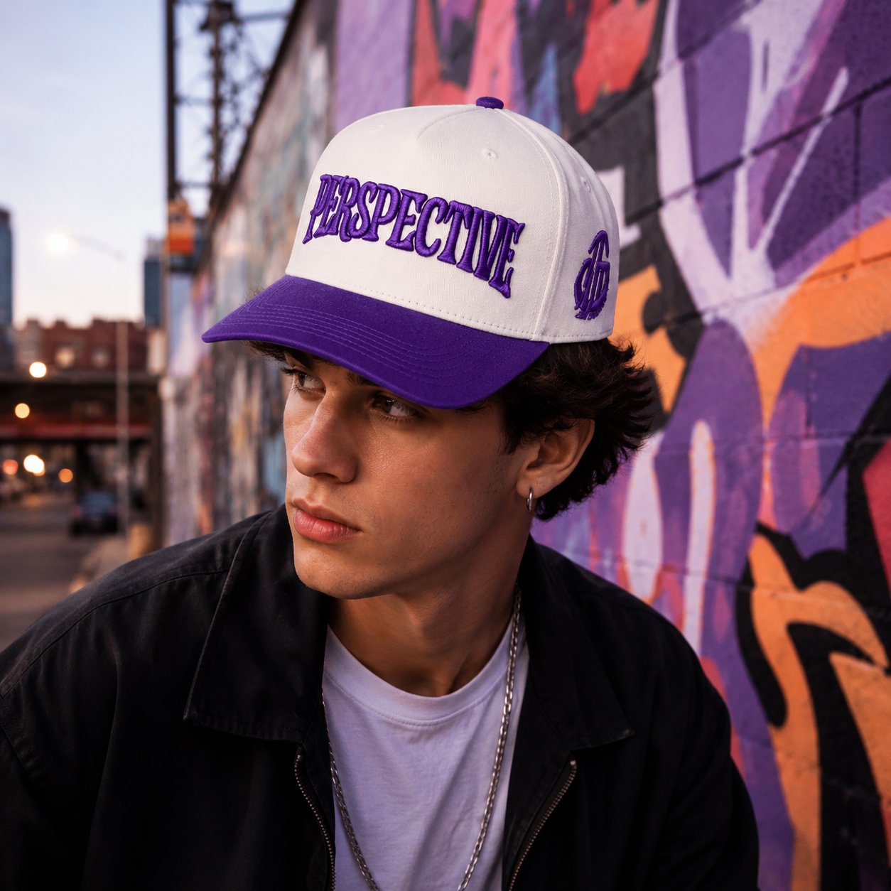 Perspective Purple Two Tone Embroidered Baseball Cap