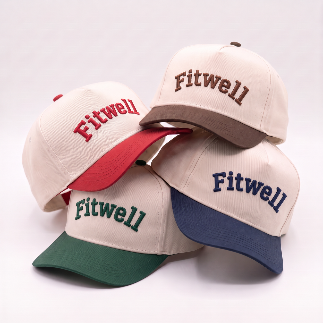 Vintage Two Tone Letter Embroidered Baseball Cap Cotton Twill Adjustable Hat