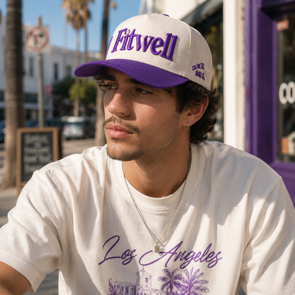 Perspective Purple and Cream Two-Tone 3D Embroidered Baseball Cap