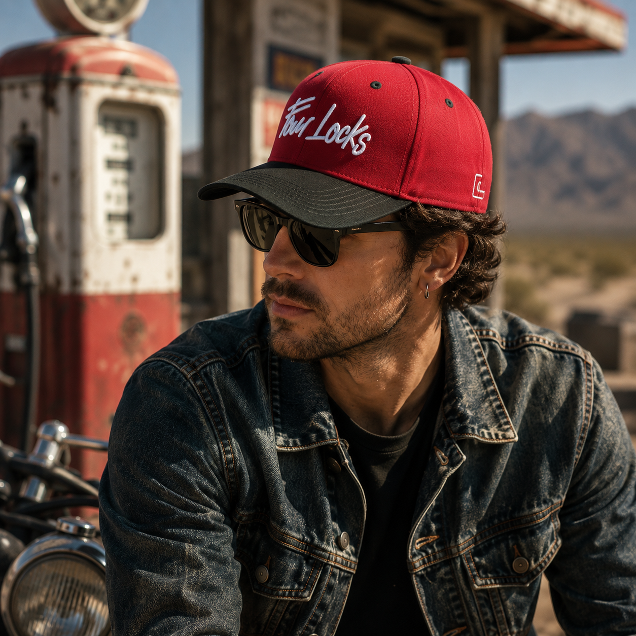 Four Locks Two Tone Embroidered Baseball Cap