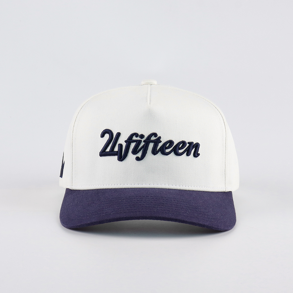 Two Tone Raised Logo Cotton Twill Baseball Cap
