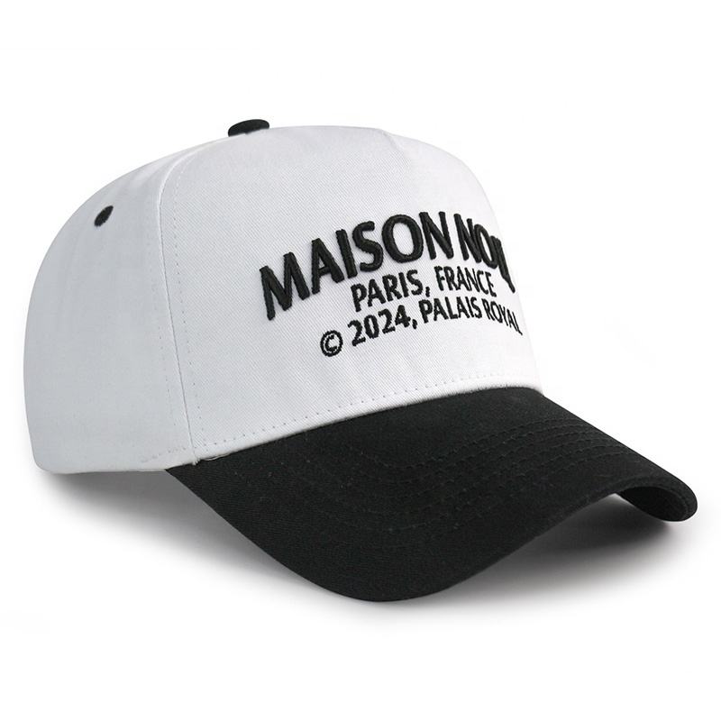Black White Paris Letter Embroidered Two-Tone Baseball Cap