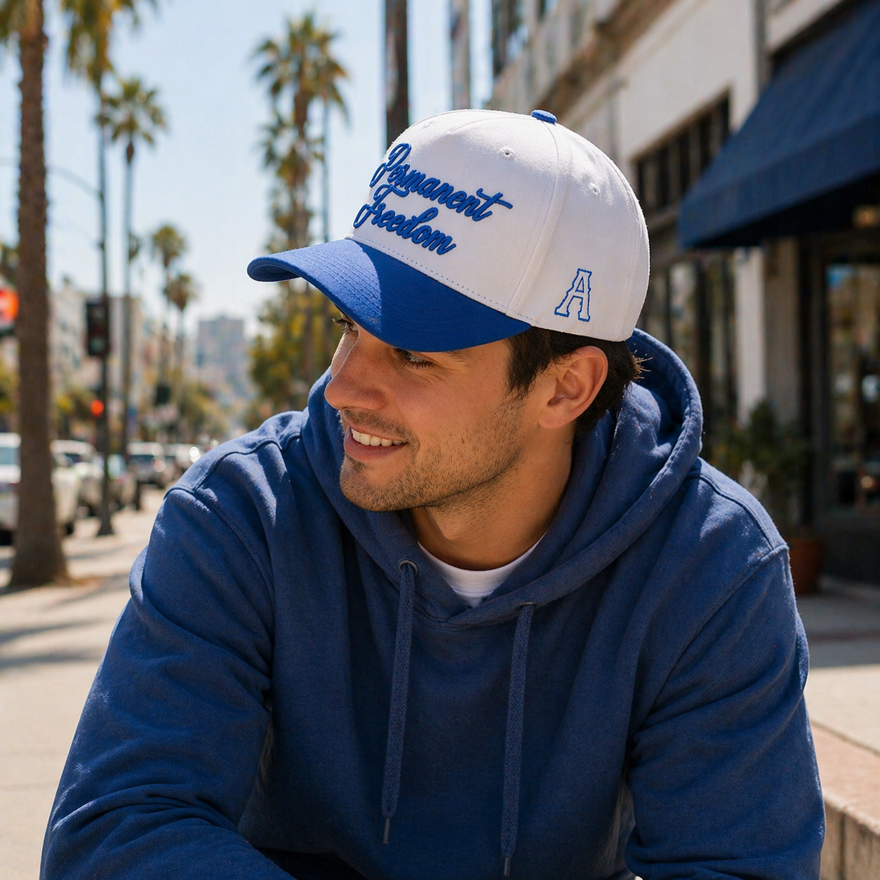 Permanent Freedom Script Embroidered Two Tone Baseball Cap