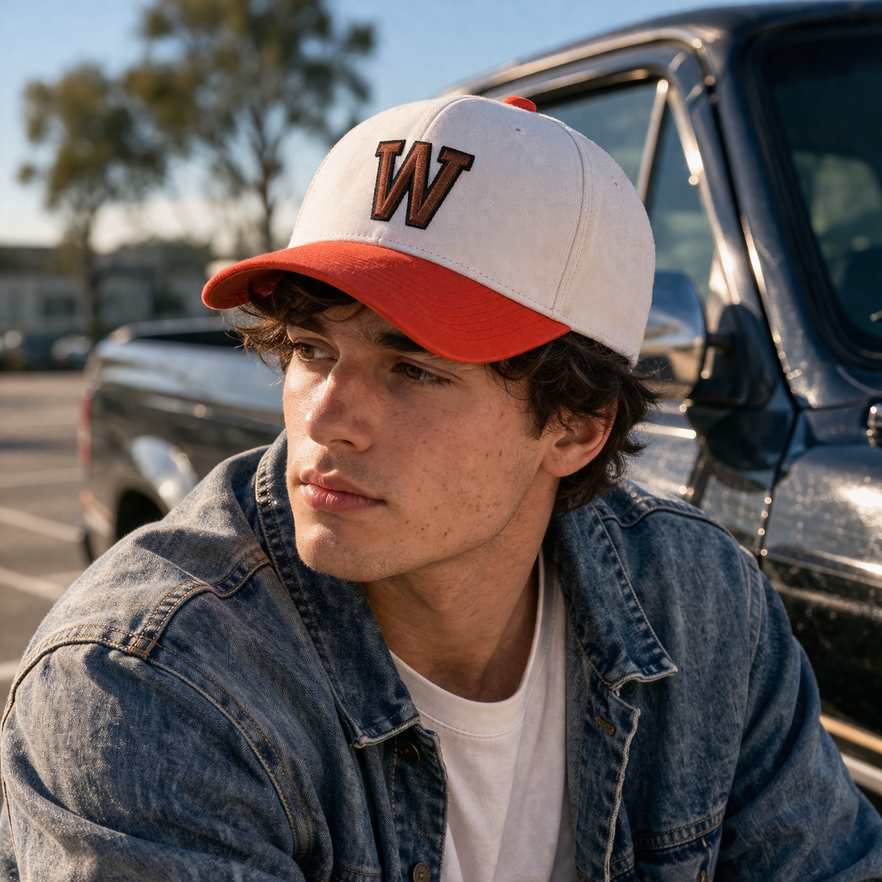 Two Tone Monogram Embroidered Baseball Cap Adjustable Cotton Hat