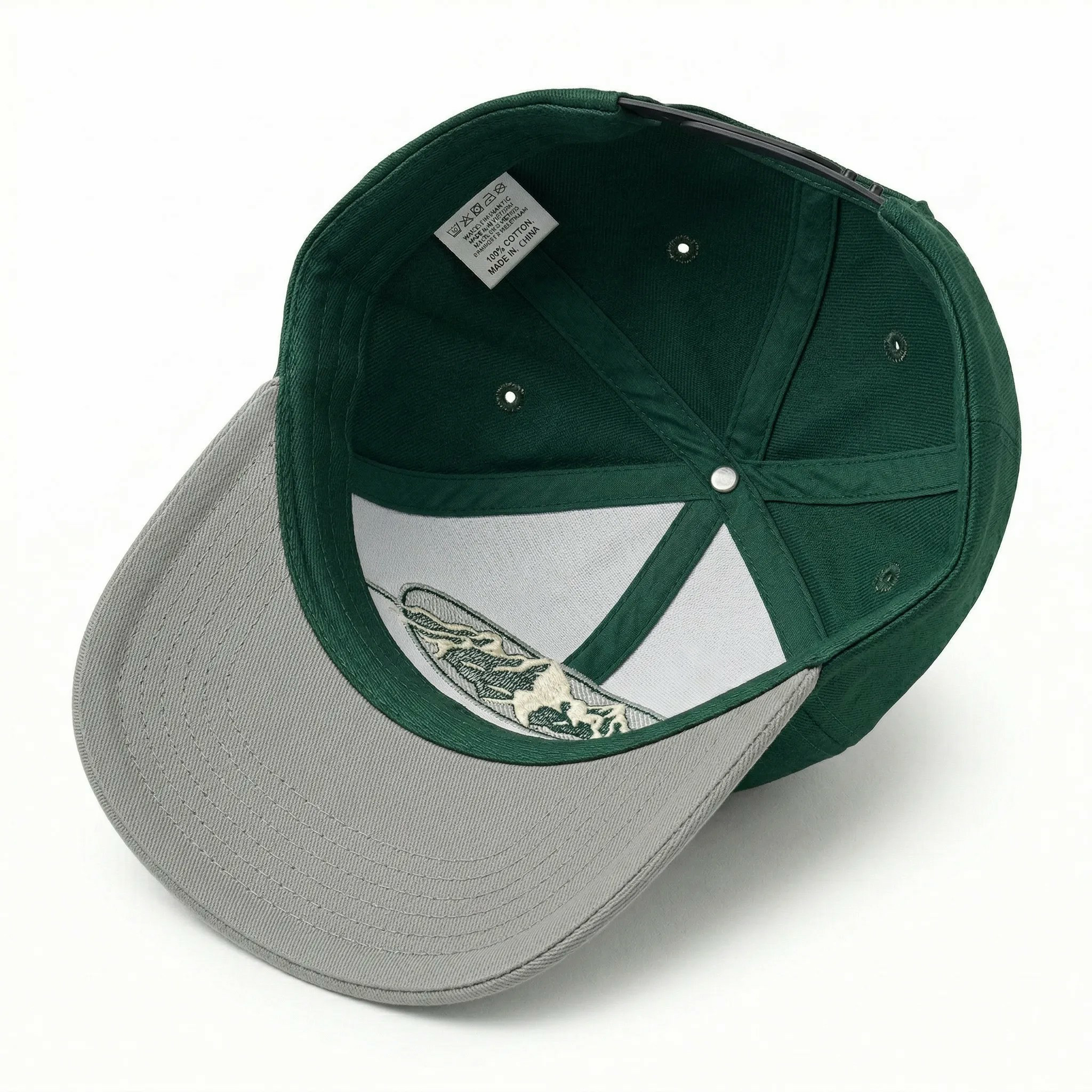 Adventures to New Mountain 3D Embroidered Green and Gray Baseball Cap