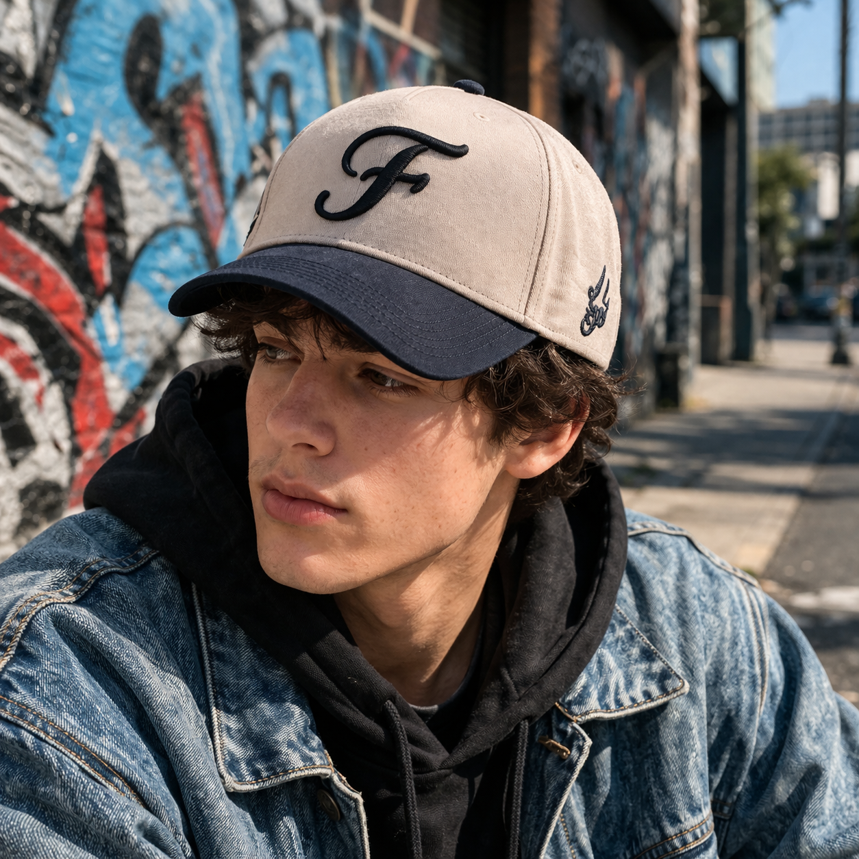 Two Tone Embroidered Letter Baseball Cap Adjustable Cotton Hat