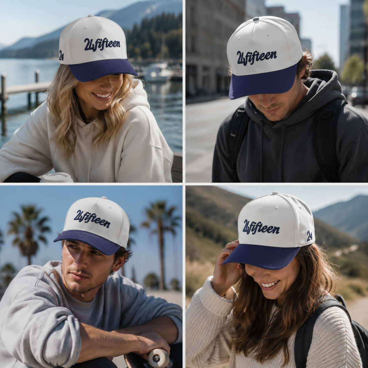 Two Tone Raised Logo Cotton Twill Baseball Cap