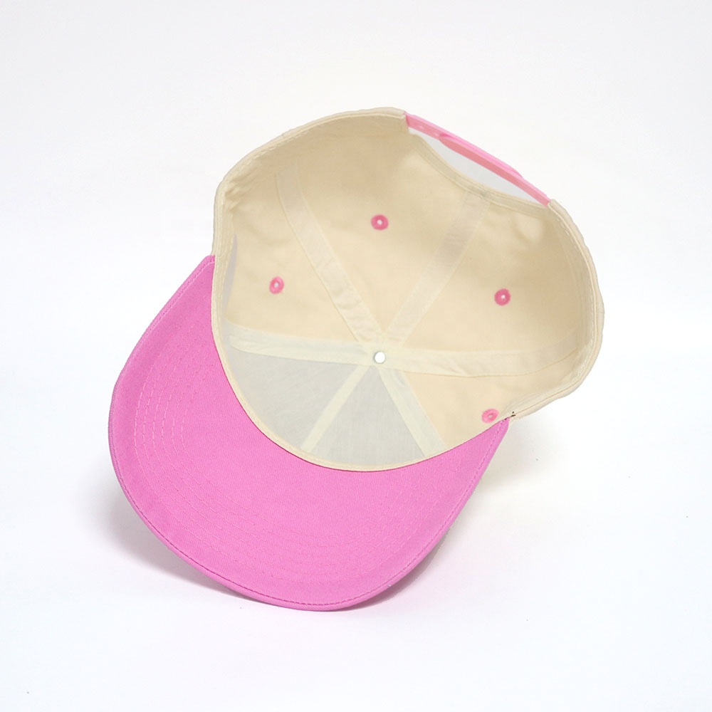 Cream and Pink Two Tone Baseball Cap with Raised Embroidered Letter Design