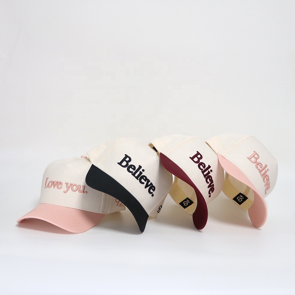 Inspirational Letter Embroidered Two Tone Baseball Cap Set Believe Love You Adjustable Hat