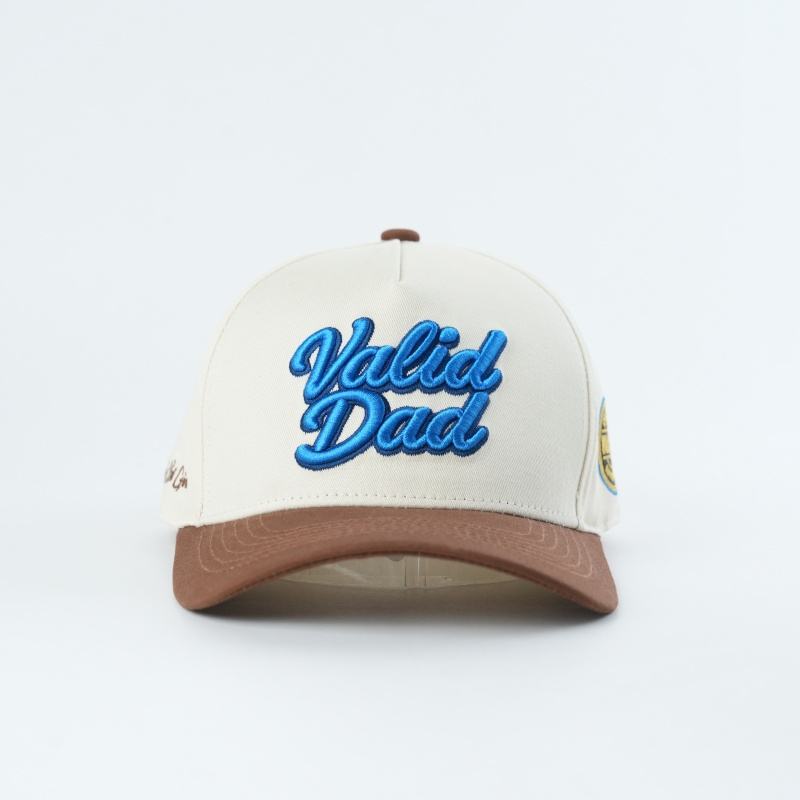 Cream and Brown 3D Embroidered Dad Script Five-Panel Baseball Cap