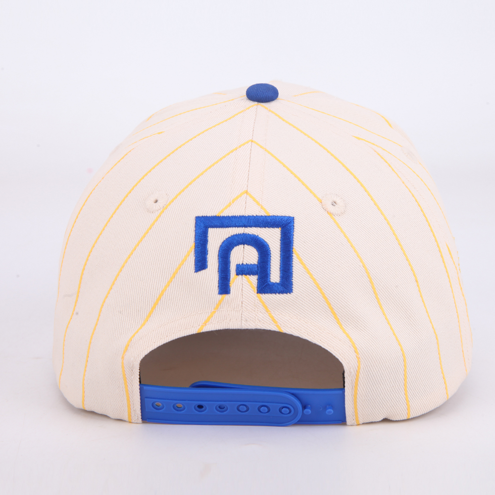 White and Blue Two Tone Embroidered Baseball Cap with Slogan Design Adjustable Cotton Twill Hat