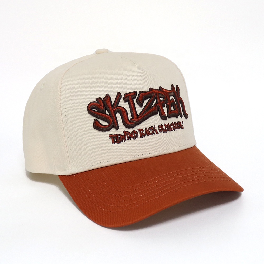 Skiztek Two Tone Cotton Twill Baseball Cap with Graffiti Style Embroidery
