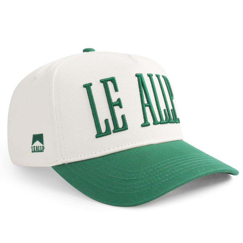 Cream Green Two-Tone Baseball Cap with 3D Letter Embroidery