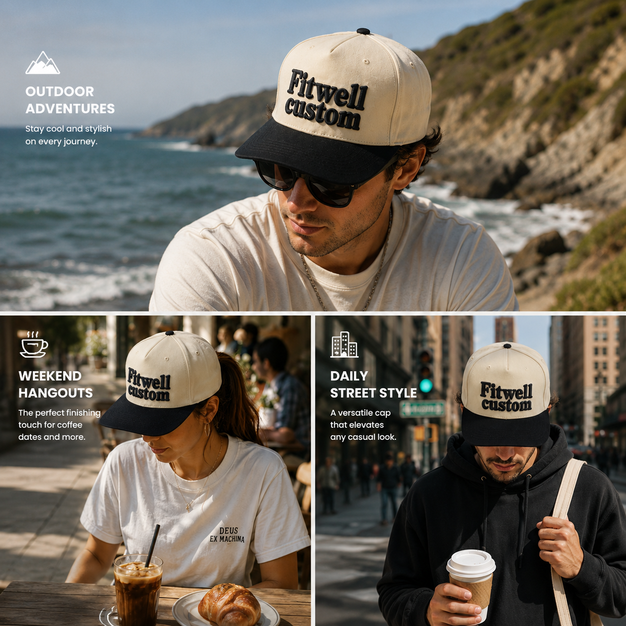 Lifted Lines Two-Tone 5 Panel Cotton Twill Baseball Cap