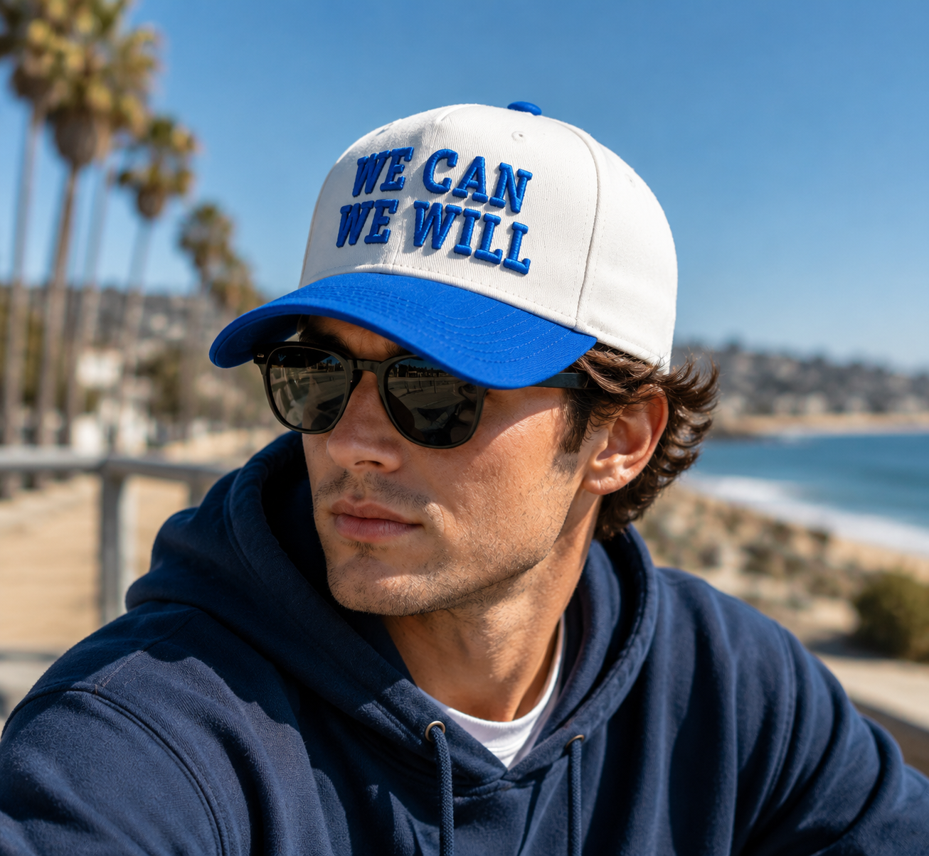 Ivory Royal Blue Two-Tone 3D Embroidered Baseball Cap