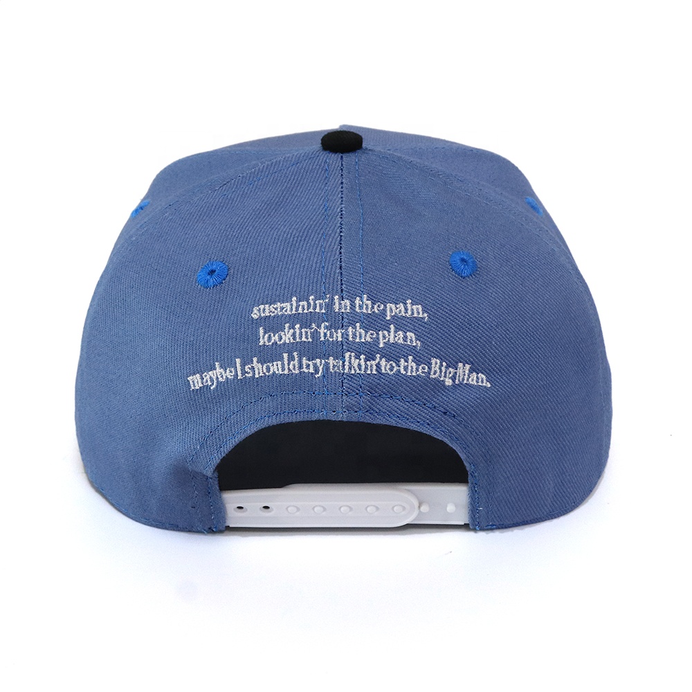 Blue and White Monogram Embroidered Cotton Twill Cap
