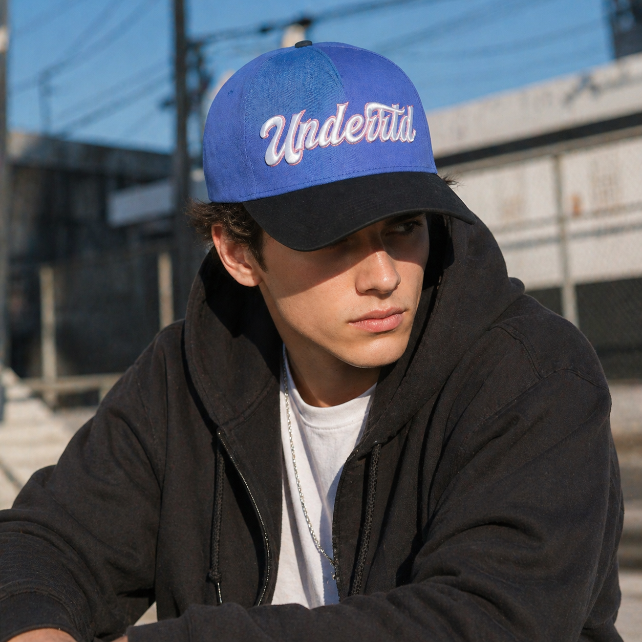 Two Tone 5 Panel Cotton Twill Baseball Cap with 3D Embroidered Letter Logo