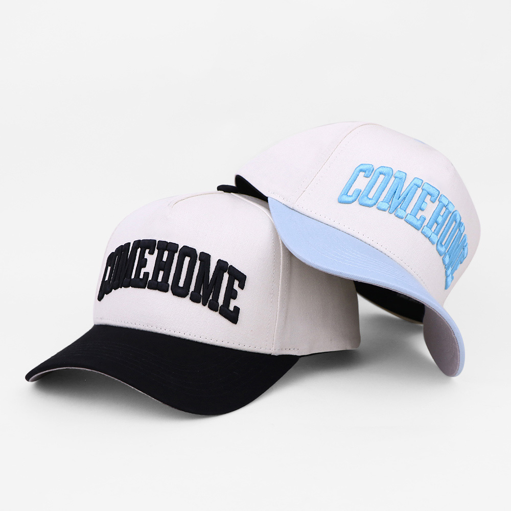 Come Home Two Tone 5 Panel Baseball Cap with 3D Embroidered Letter Logo
