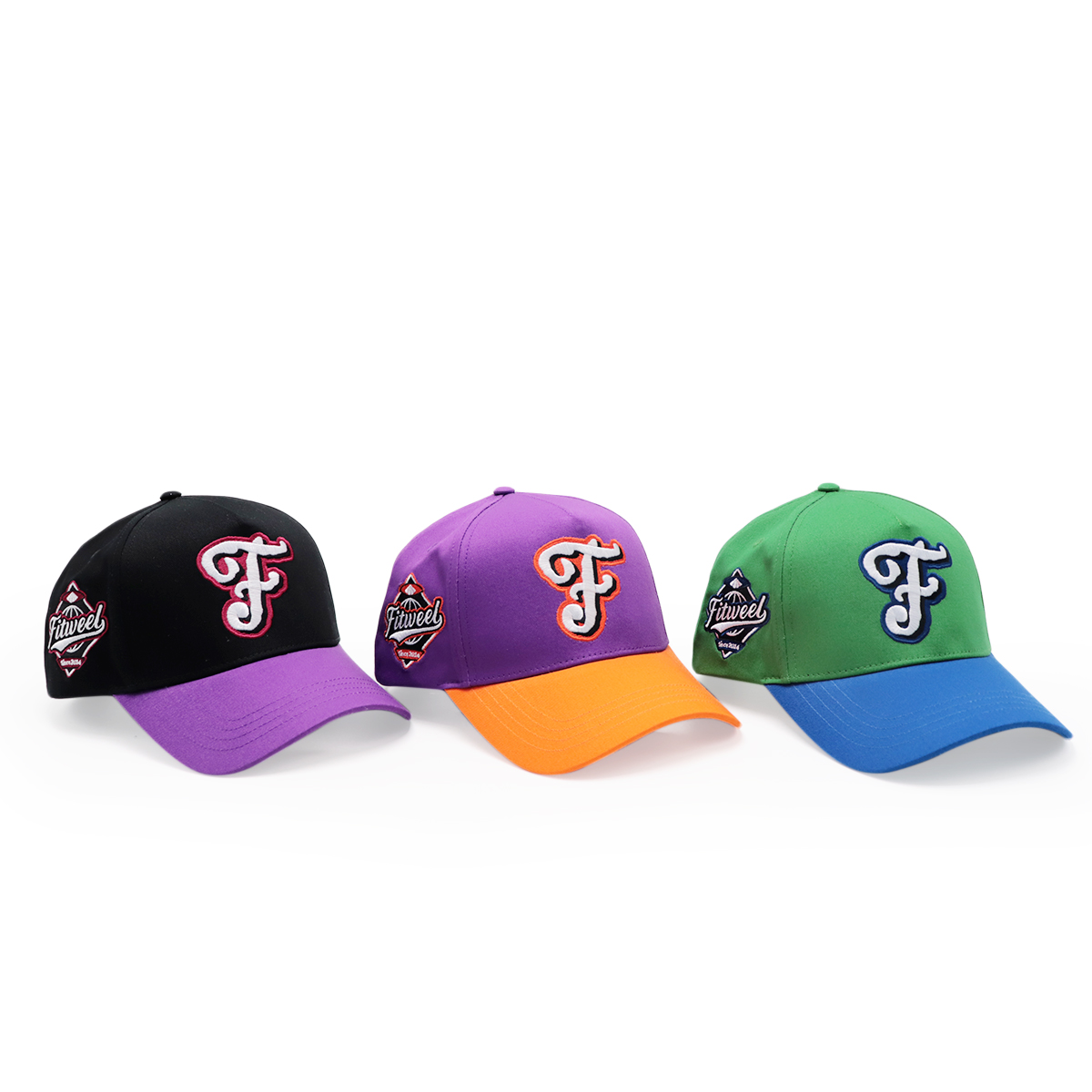 Colorful Two Tone Baseball Cap with 3D Embroidered Logo