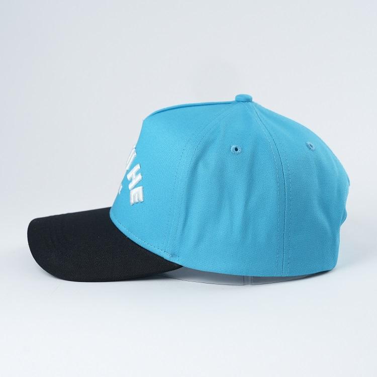 Aqua Blue Two-Tone Cotton Twill Baseball Cap with Raised Embroidery