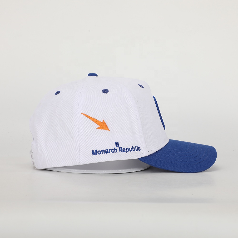 White and Royal Blue Monogram 3D Embroidered 5-Panel Cap