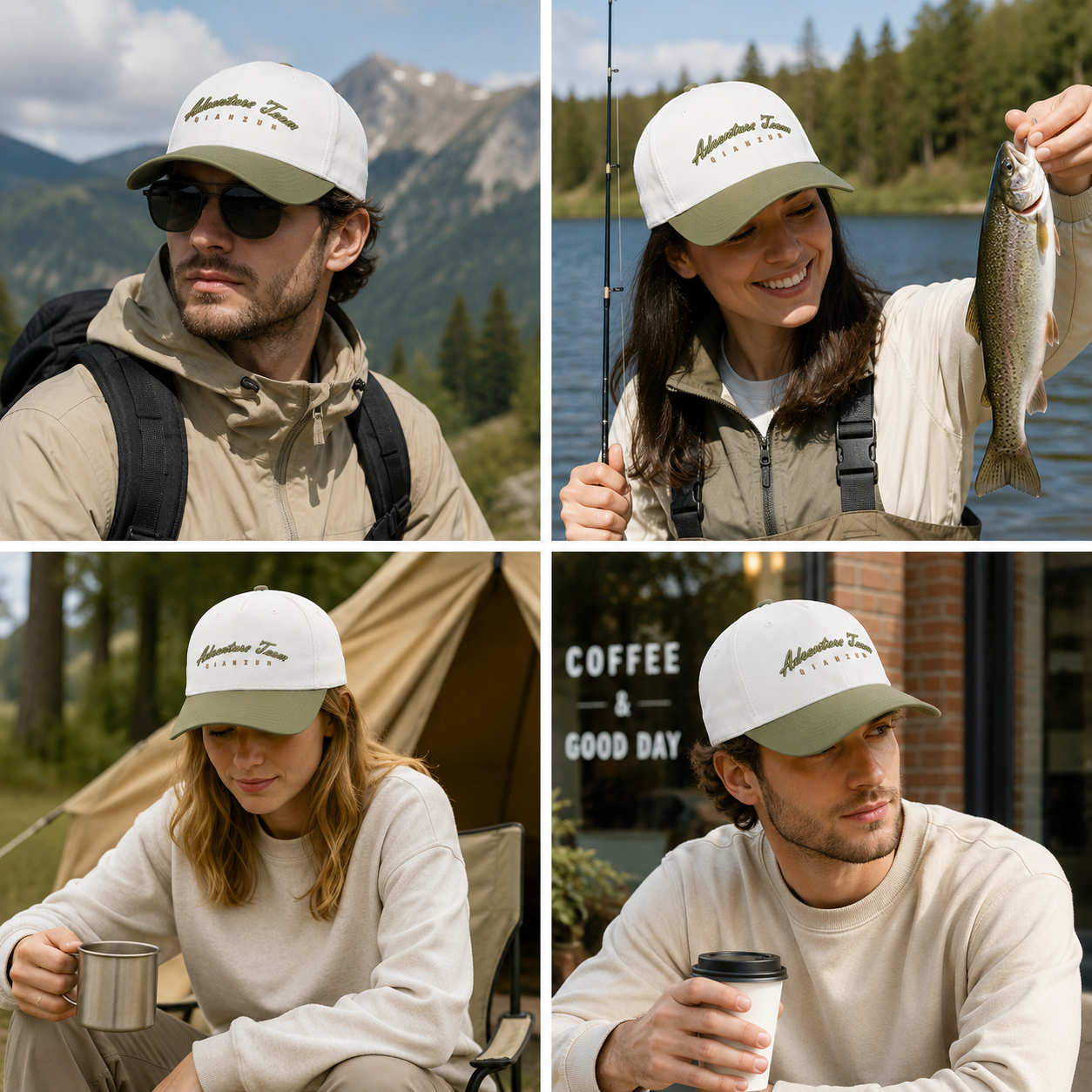 Ivory Olive Adventure Team Embroidered Baseball Cap