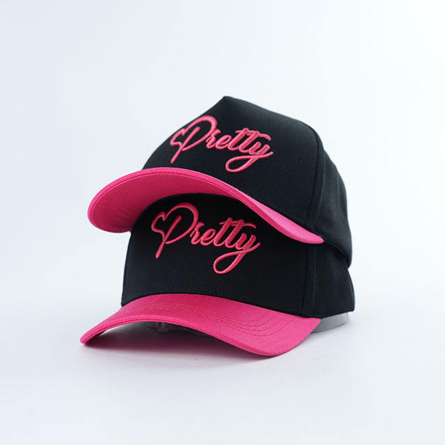 Black Pink Pretty Embroidered Two Tone Baseball Cap