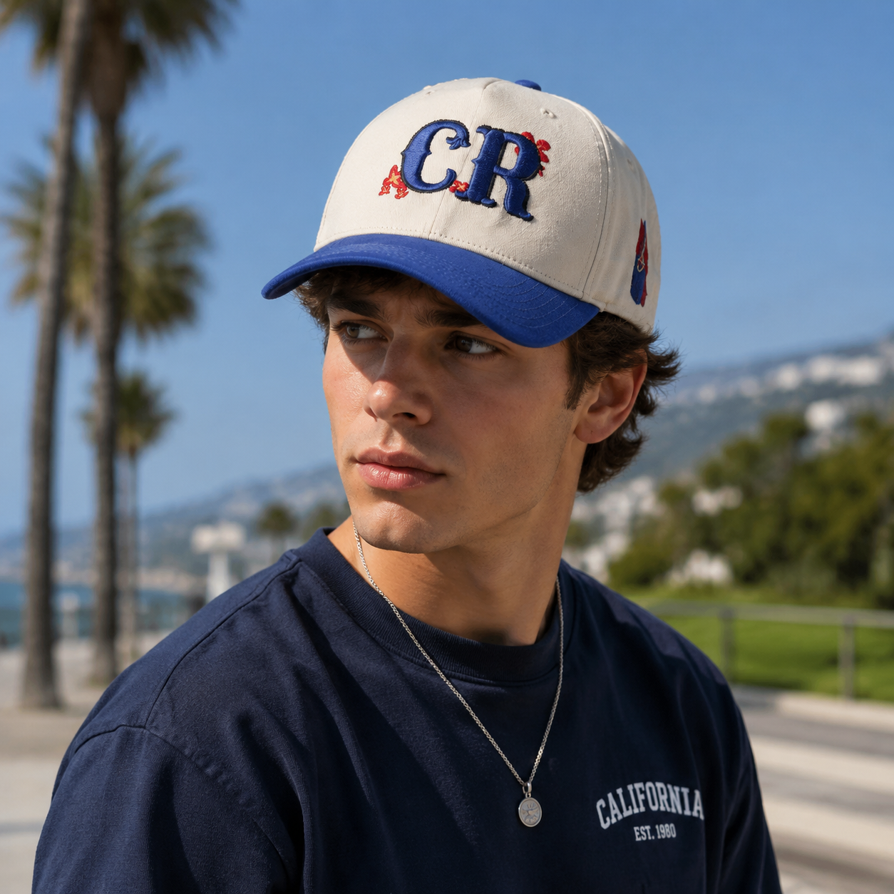 Two Tone Cotton Twill Baseball Cap with Raised CR Embroidery
