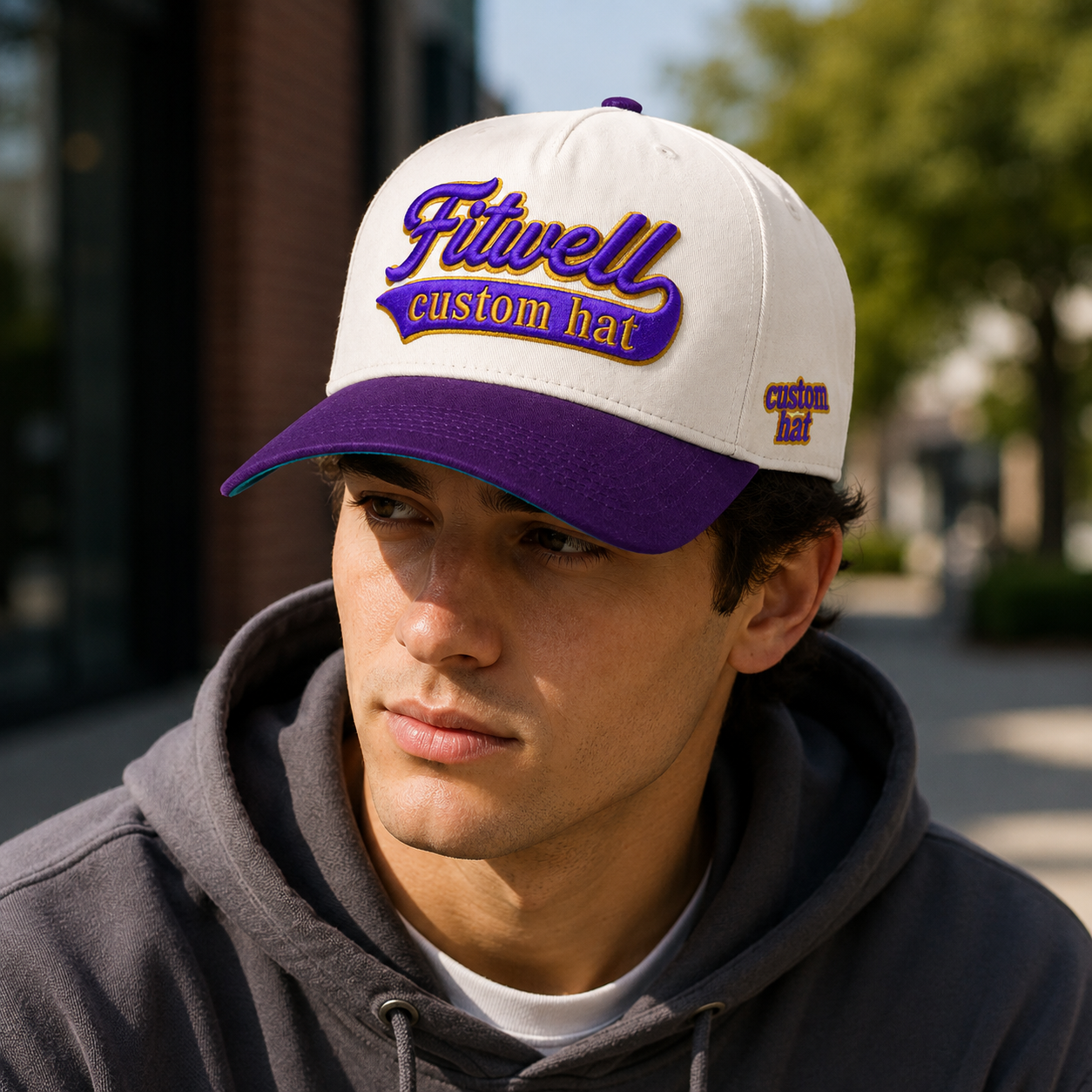 Cream and Purple Legacy Omega Psi Phi Embroidered Baseball Cap