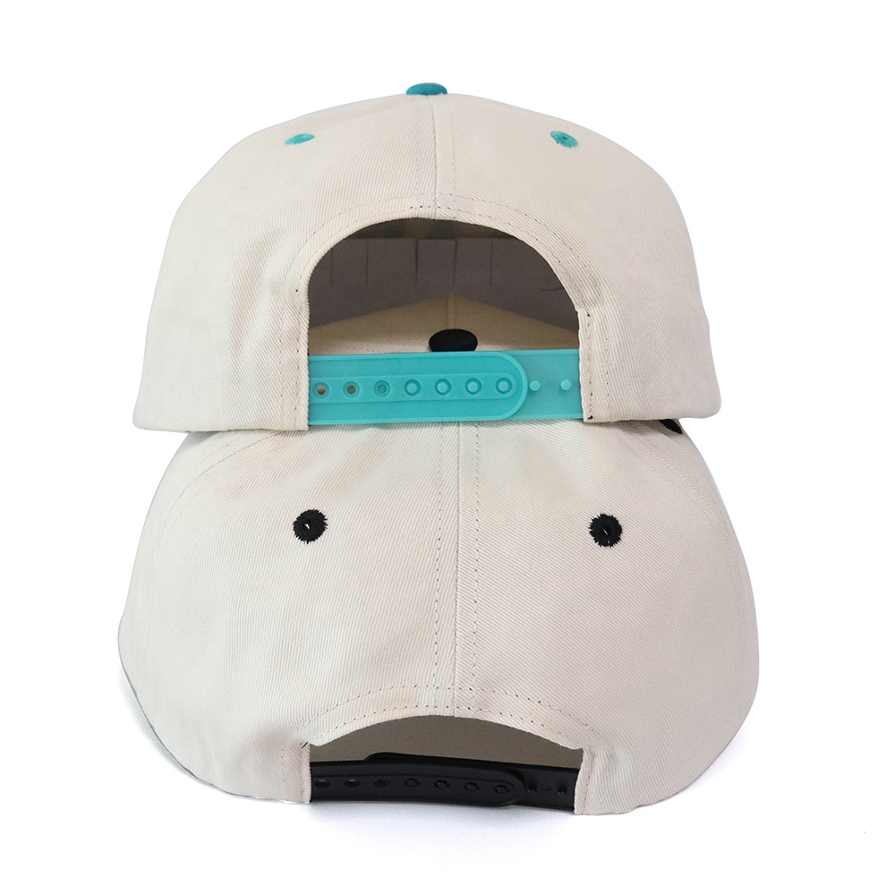 Ivory Two-Tone 5-Panel Baseball Cap with Raised Logo Embroidery